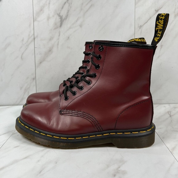 Doc Dr Martens 1460 Womens Size 8 Oxblood Burgundy Leather Combat Ankle Boots - Picture 8 of 14